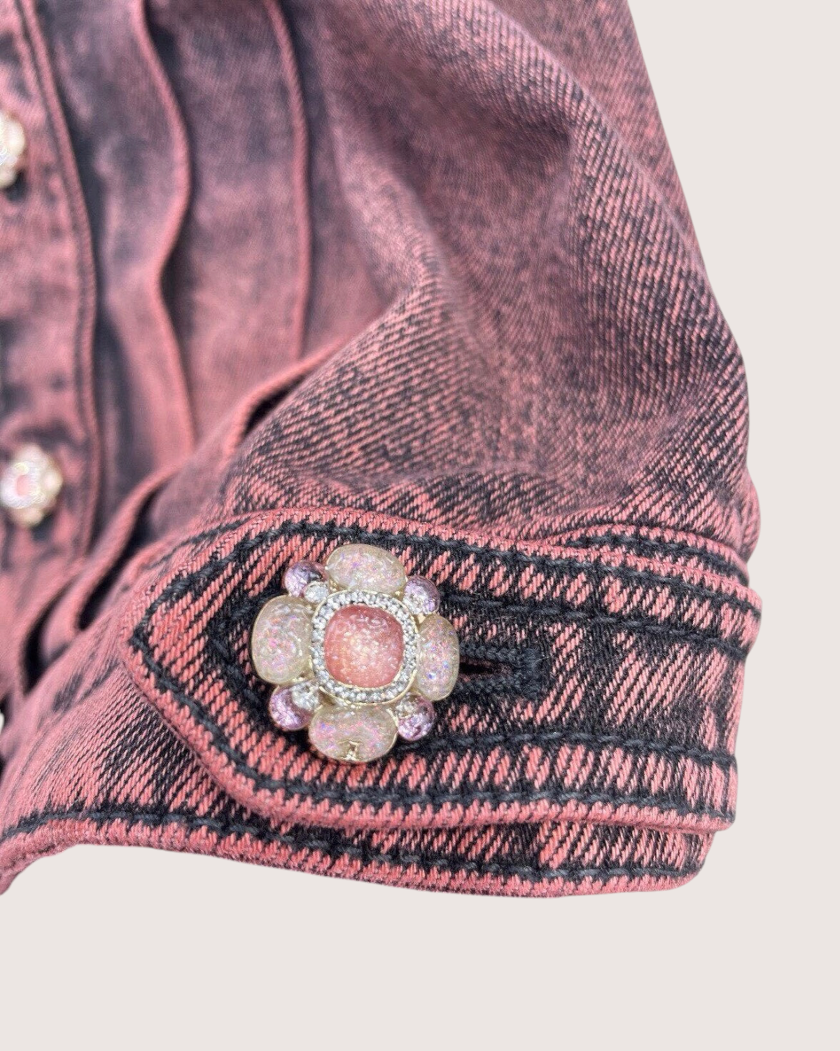 Chanel 24A Ruffle-Trim Denim Vest Pink, Black FR 36