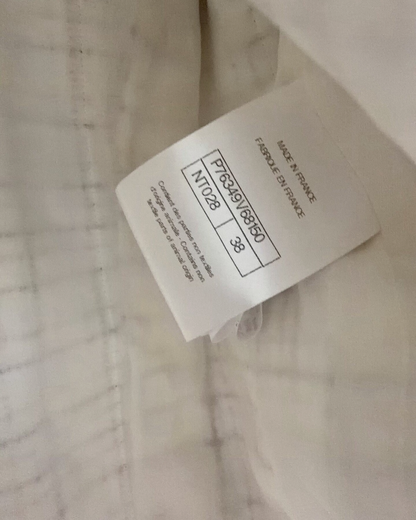 Chanel 24C Checked Shirt-Cuff Tweed Jacket White, Black, Gold FR 38