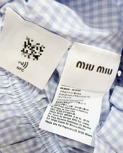 Miu Miu Gingham Peter Pan-Collar Shirt Blue, White