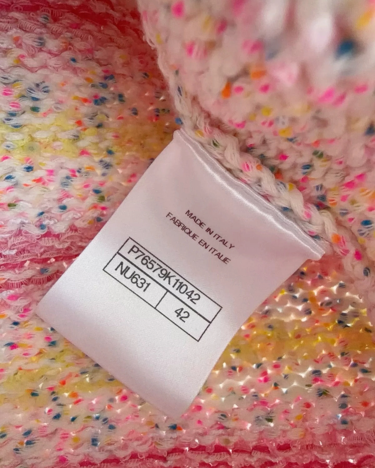 Chanel 24C Heart-Motif Striped Sweater Pink, Yellow, Multicolor FR 42