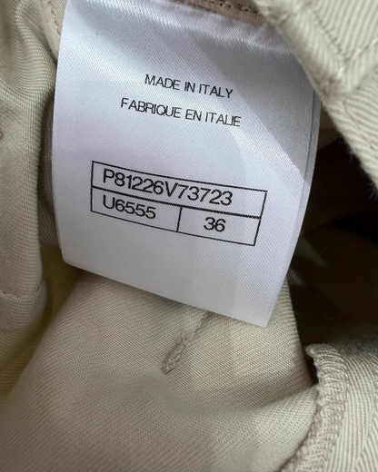 Chanel 26P Wide-Leg Trousers Beige/Ecru FR 36