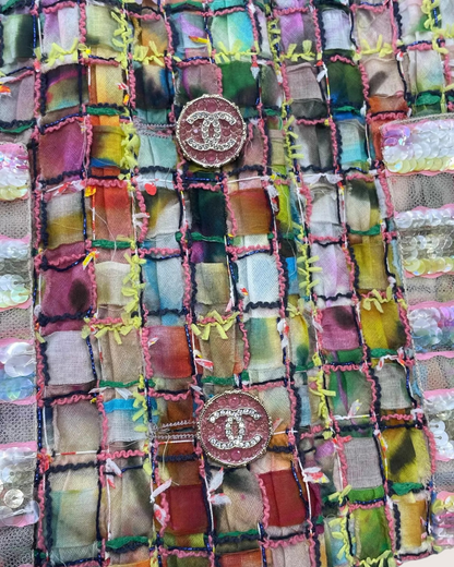 Chanel 21P Sequin Tweed Jacket Multicolor FR 34