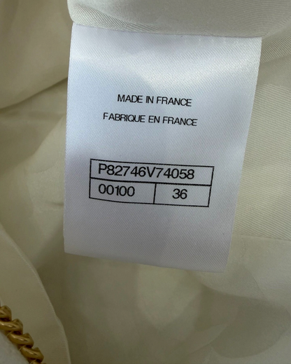 Chanel 26A Fringe-Trim Tweed Vest White FR 36