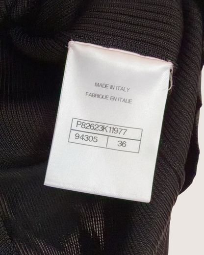 Chanel 26A CC Ribbed Cardigan Black FR 36