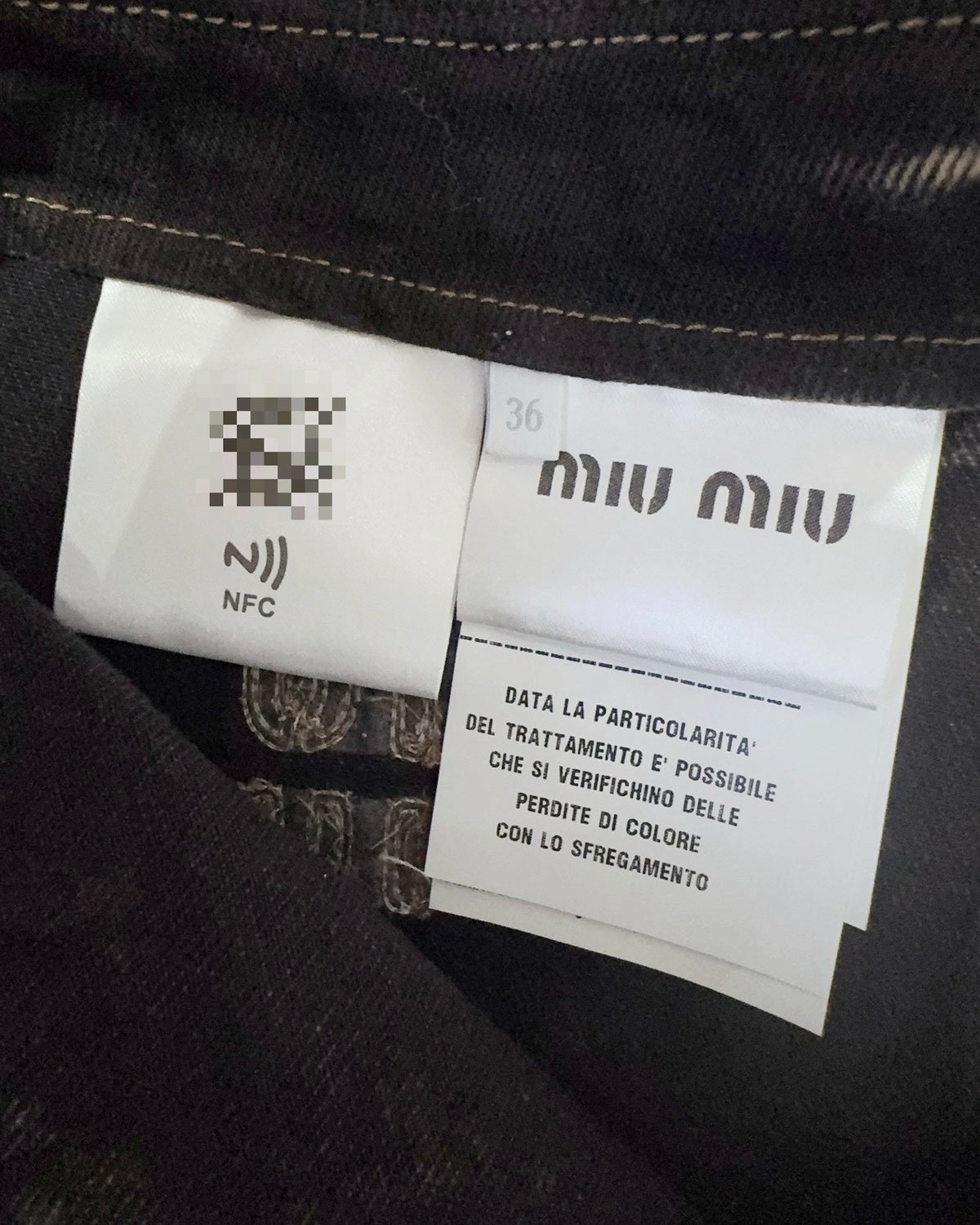 Miu Miu Acid-Wash Denim Mini Skirt Grey, Beige/Ecru, Black FR 36