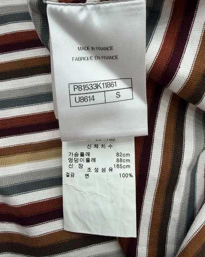 Chanel 26M Coco Beach Striped Seahorse T-Shirt Burgundy, White, Multicolor FR 36
