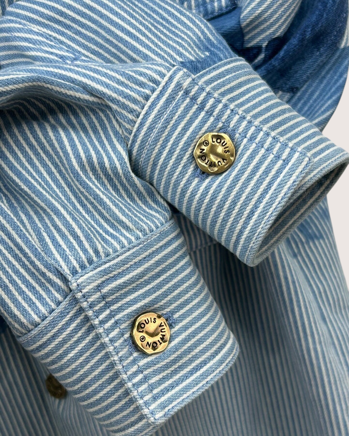 Louis Vuitton Striped Monogram Denim Jacket Blue, Navy, White FR 38