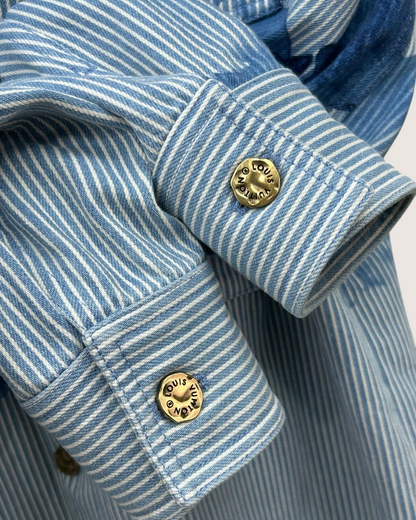 Louis Vuitton Striped Monogram Denim Jacket Blue, Navy, White FR 38
