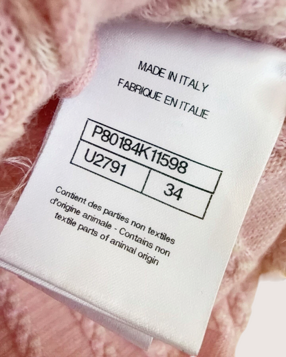 Chanel 25B Cashmere Fringe-Hem Sleeveless Mini Dress Pink, Beige/Ecru FR 34