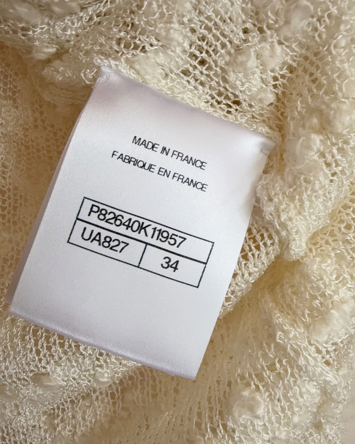 Chanel 26A Sheer Bouclé Cardigan Beige/Ecru FR 34