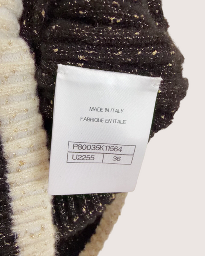 Chanel 25A CC Contrast-Trim Ribbed Tank Top Black, Beige/Ecru, Gold FR 36
