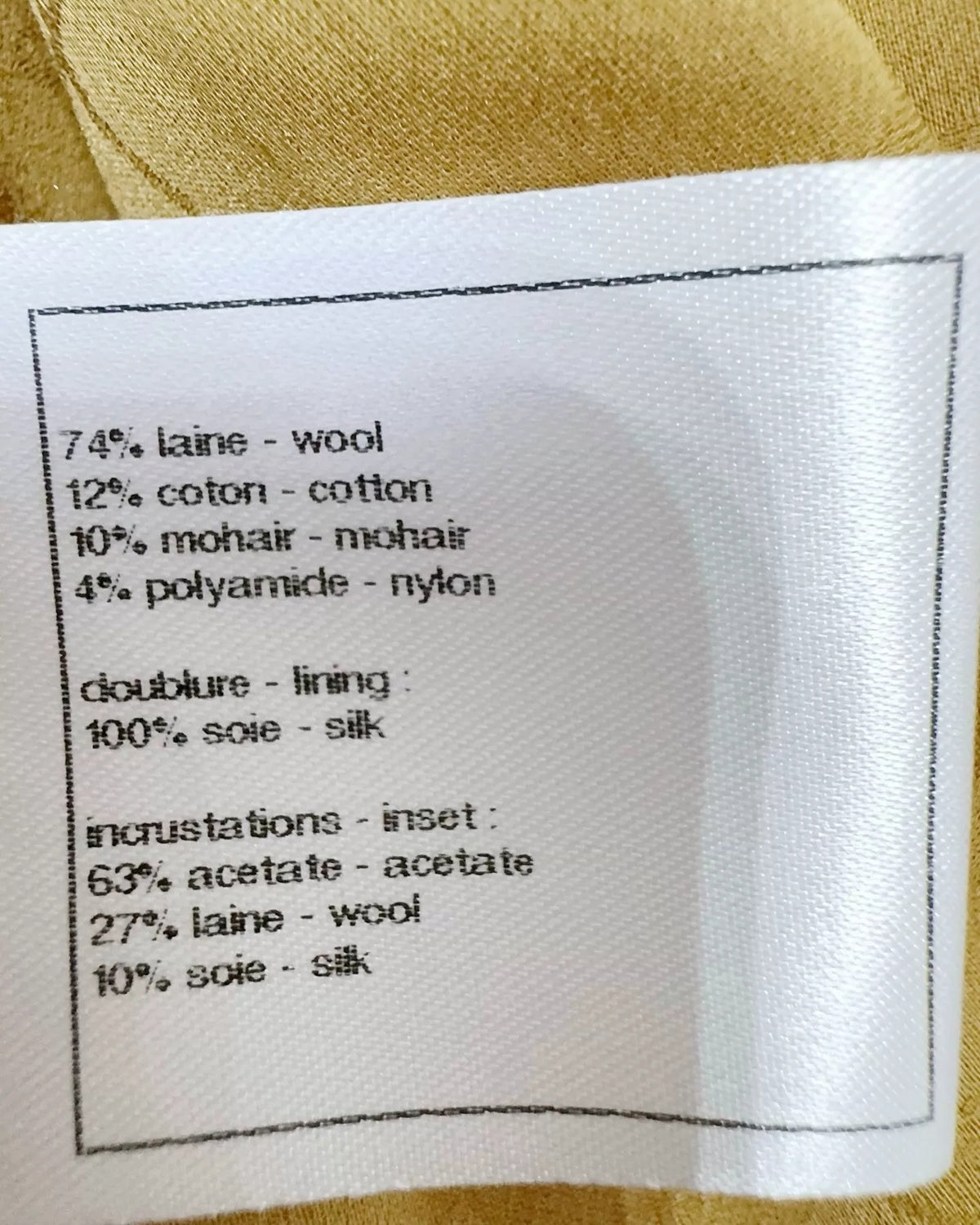 Chanel Tweed Jacket Gold, White FR 36