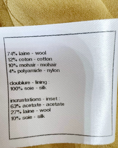 Chanel Tweed Jacket Gold, White FR 36