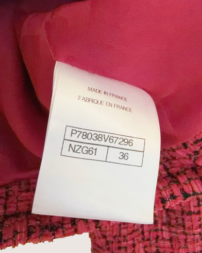 Chanel 25C Tweed Jacket Pink, Black FR 36