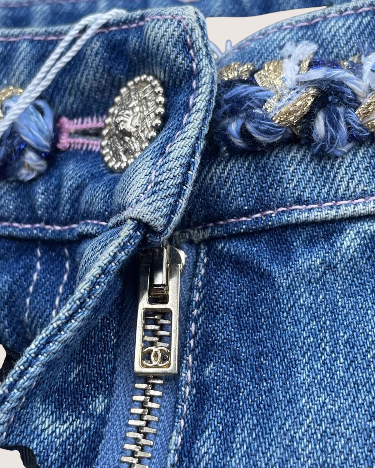 Chanel 25A Washed Wide-Leg Denim Jeans - view 5
