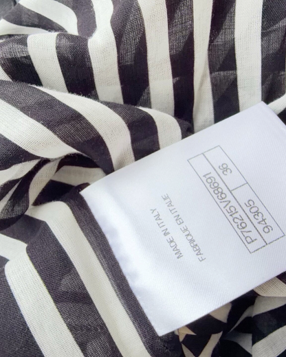Chanel Striped Hooded Jacket Black, White FR 36