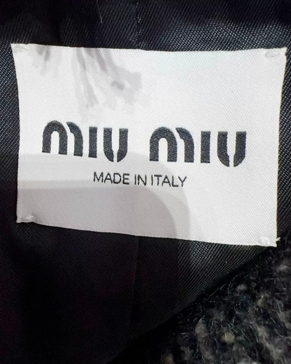 Miu Miu Tweed Herringbone Jacket Black, White FR 38
