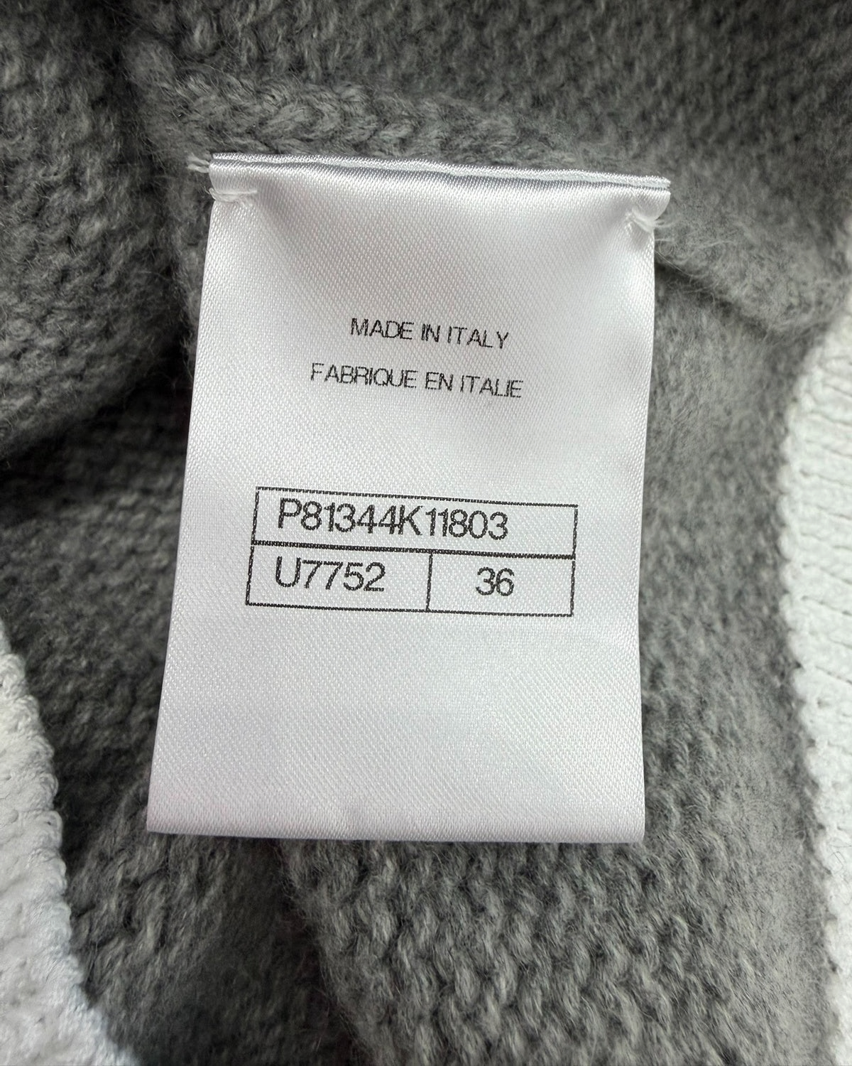 Chanel 26P Cashmere Cardigan Grey, White FR 36
