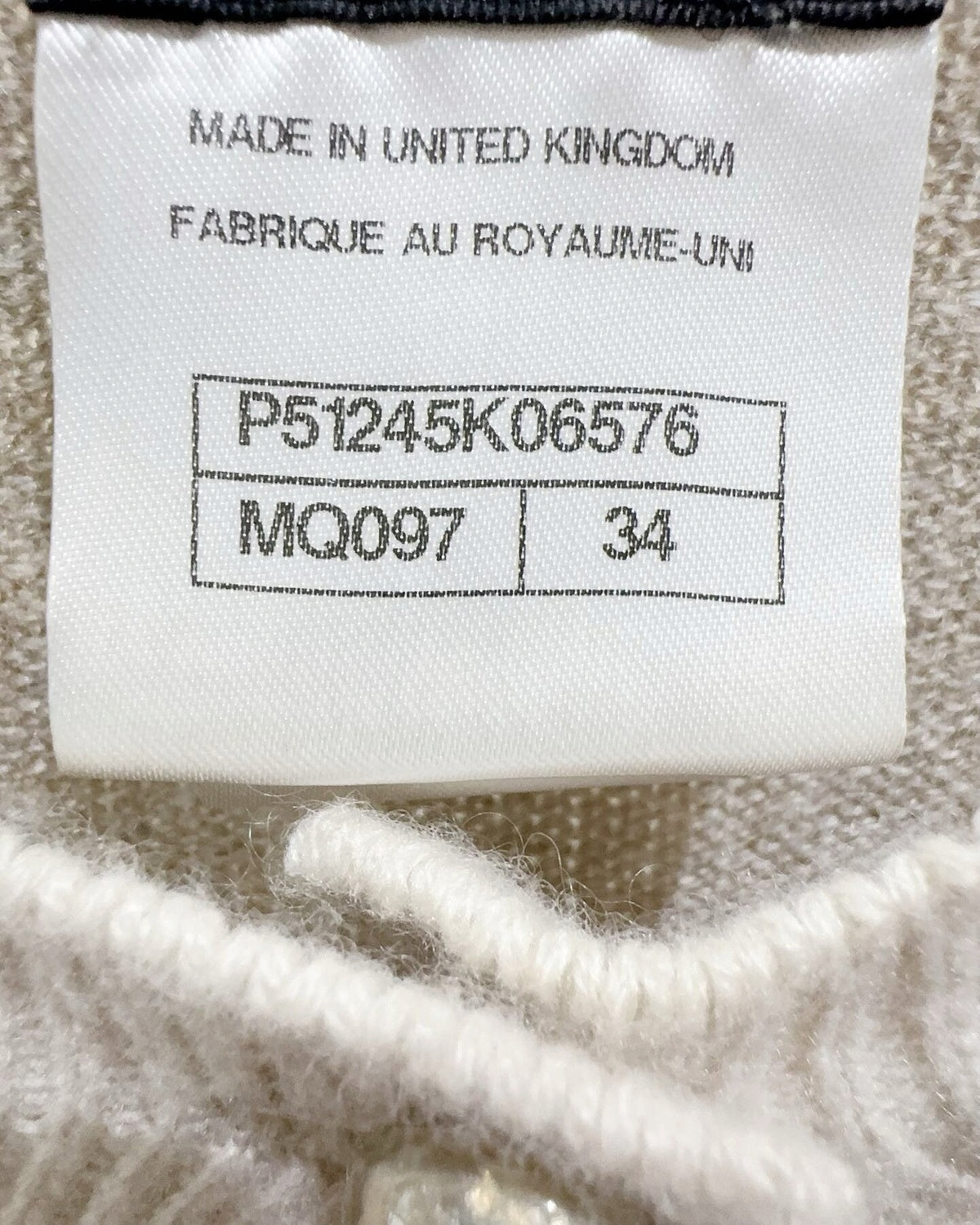 Chanel Colorblock Cashmere Cardigan Beige/Ecru, Grey FR 34
