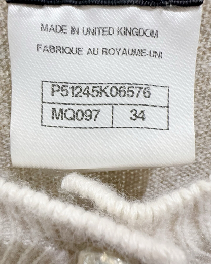 Chanel Colorblock Cashmere Cardigan Beige/Ecru, Grey FR 34