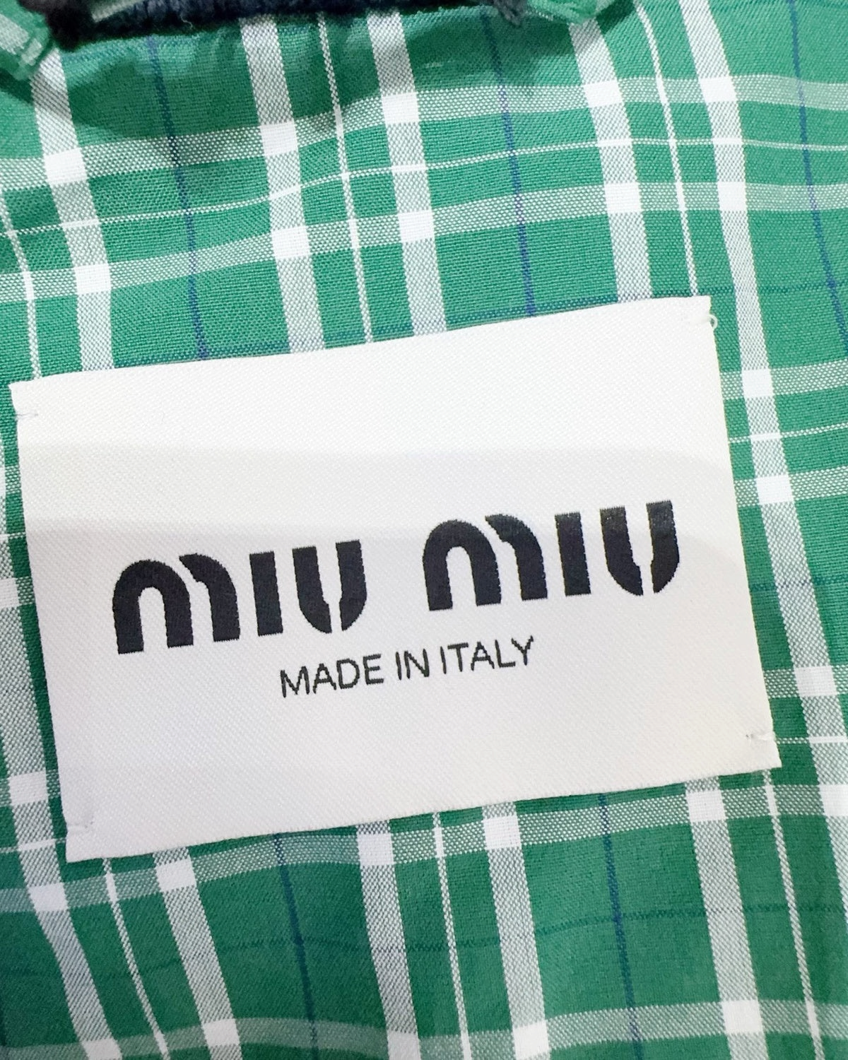 Miu Miu Plaid-Lined Jacket Navy, Green FR 34