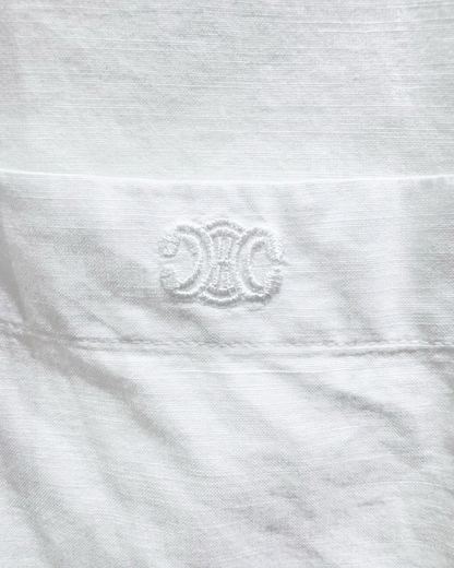 Celine Lace-Trim Cropped Shirt White
