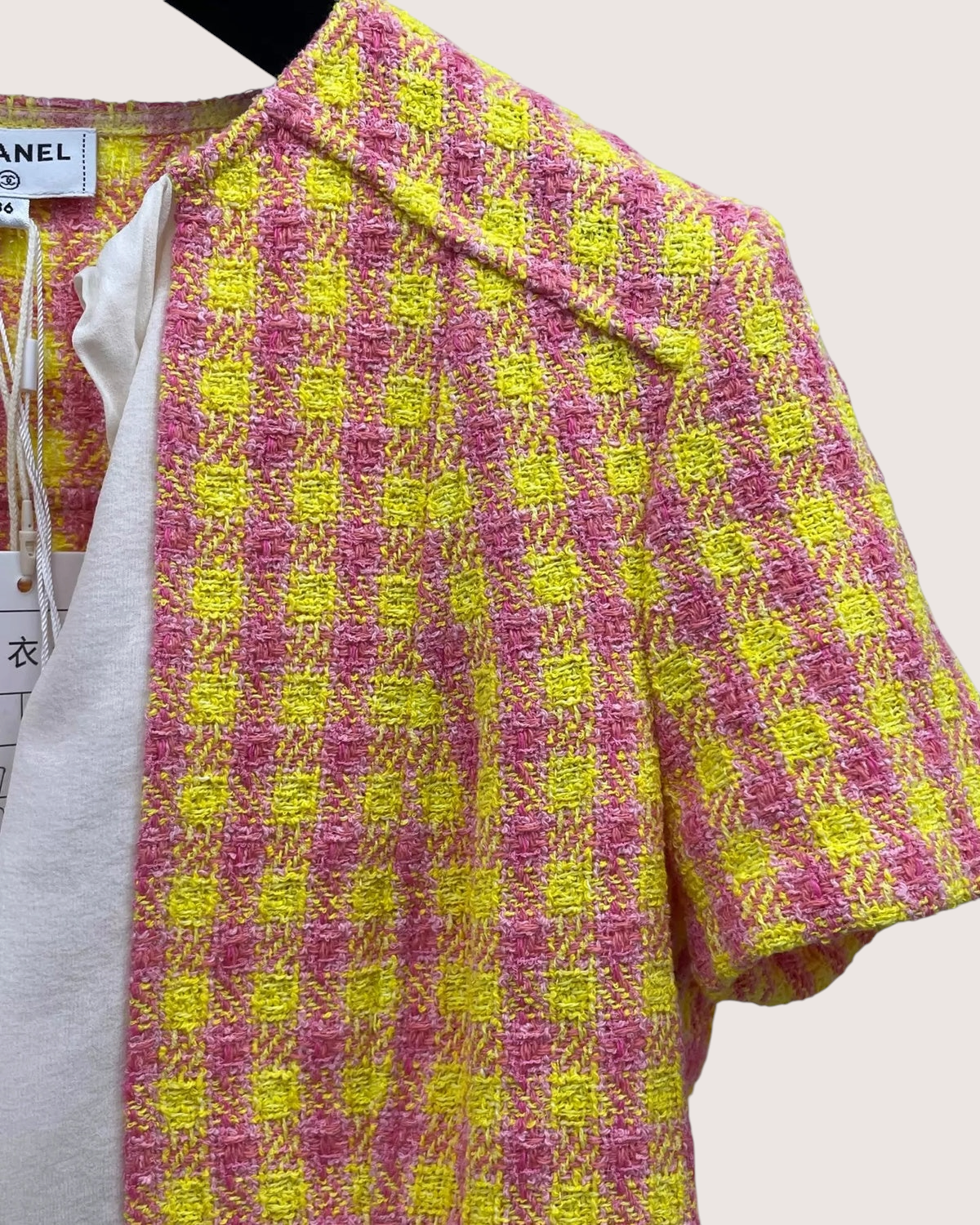 Chanel 25S Short-Sleeve Bow Tweed Short Jacket