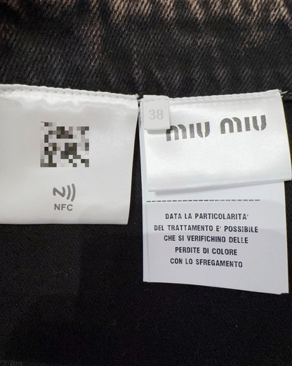 Miu Miu Logo Denim Mini Skirt Grey, Black FR 38