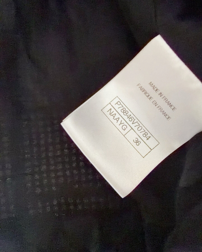 Chanel 25C Tweed Jacket & Skirt Set Black, White, Multicolor FR 36