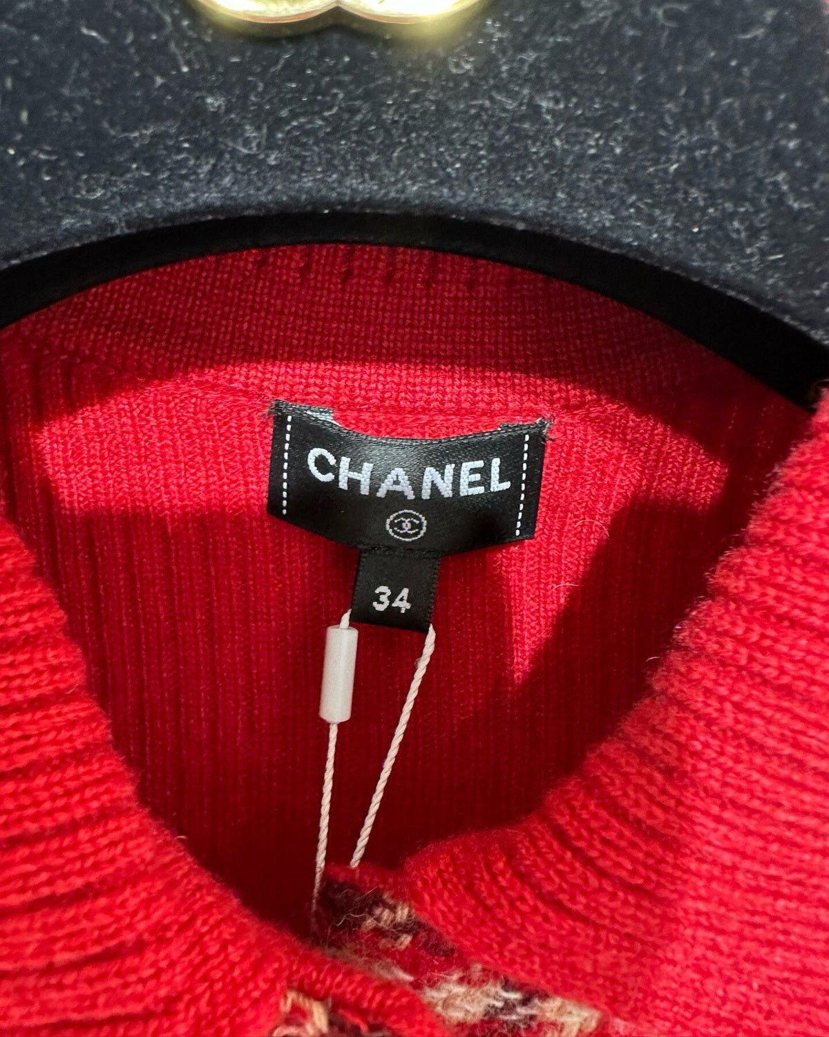 Chanel 24N Coco Neige Tweed Houndstooth Jacket Red, Beige/Ecru, Multicolor FR 36