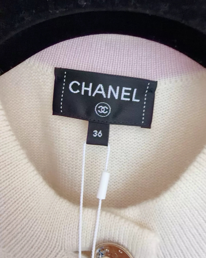 Chanel 25B Long-Sleeve Tie Jacket White FR 36