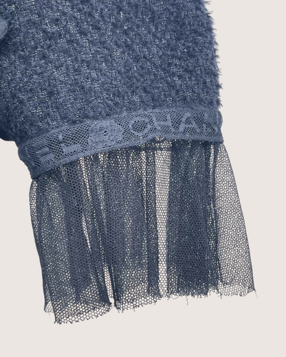 Chanel 25B Cropped Lace-Trim Top Black FR 34