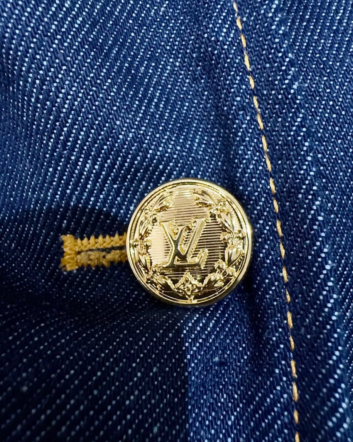 Louis Vuitton Monogram-Cuff Denim Jacket Blue FR 34