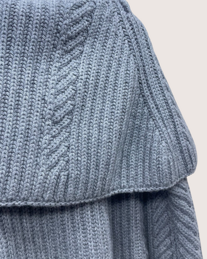 Hermès Cashmere Oversized-Collar Zip-Up Cardigan Grey FR 36