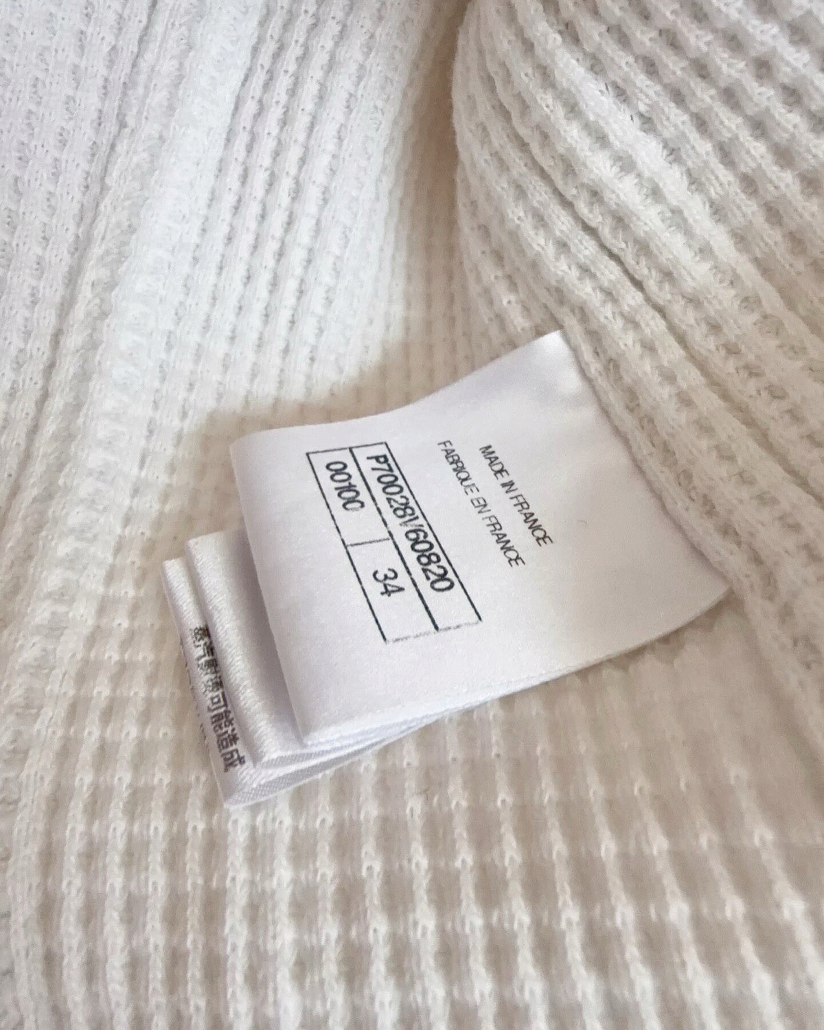 Chanel Waffle Whipstitch Cardigan White, Black FR 34