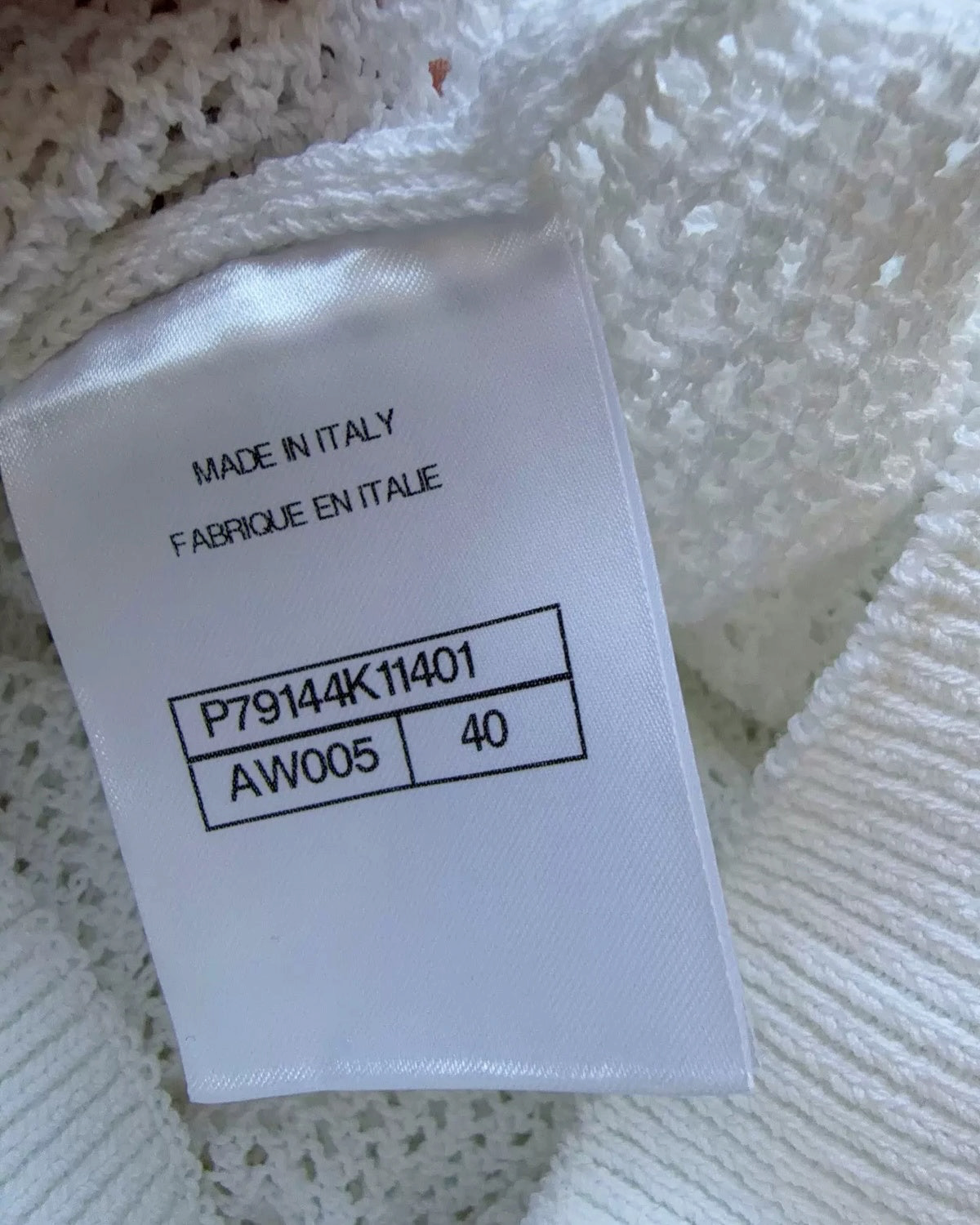 Chanel 25P Openwork Ruffle Top White FR 40