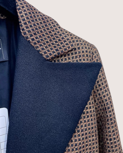 Chanel 24C Plaid Belted Trench Coat Brown, Black FR 34
