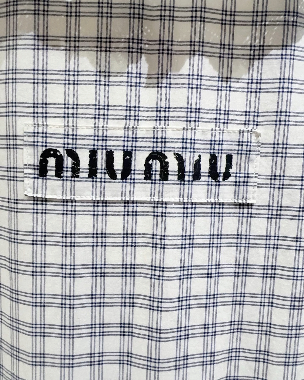 Miu Miu Checked Contrast-Collar Mid-Length Dress Blue, White, Navy IT 38