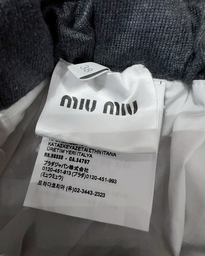 Miu Miu Pleated Mid-Length Skirt Grey, White FR 38