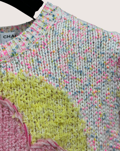 Chanel 24C Coco Heart Short-Sleeve Sweater Pink, White, Multicolor FR 36