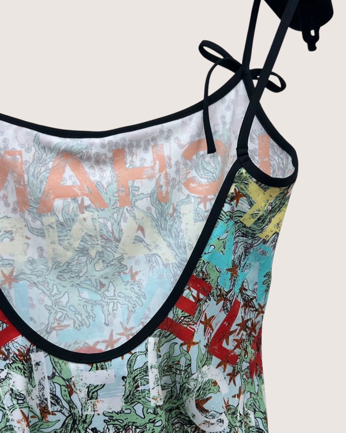 Chanel 26M Coco Beach Logo One-Piece Swimsuit Beige/Ecru, Green, Multicolor FR 34