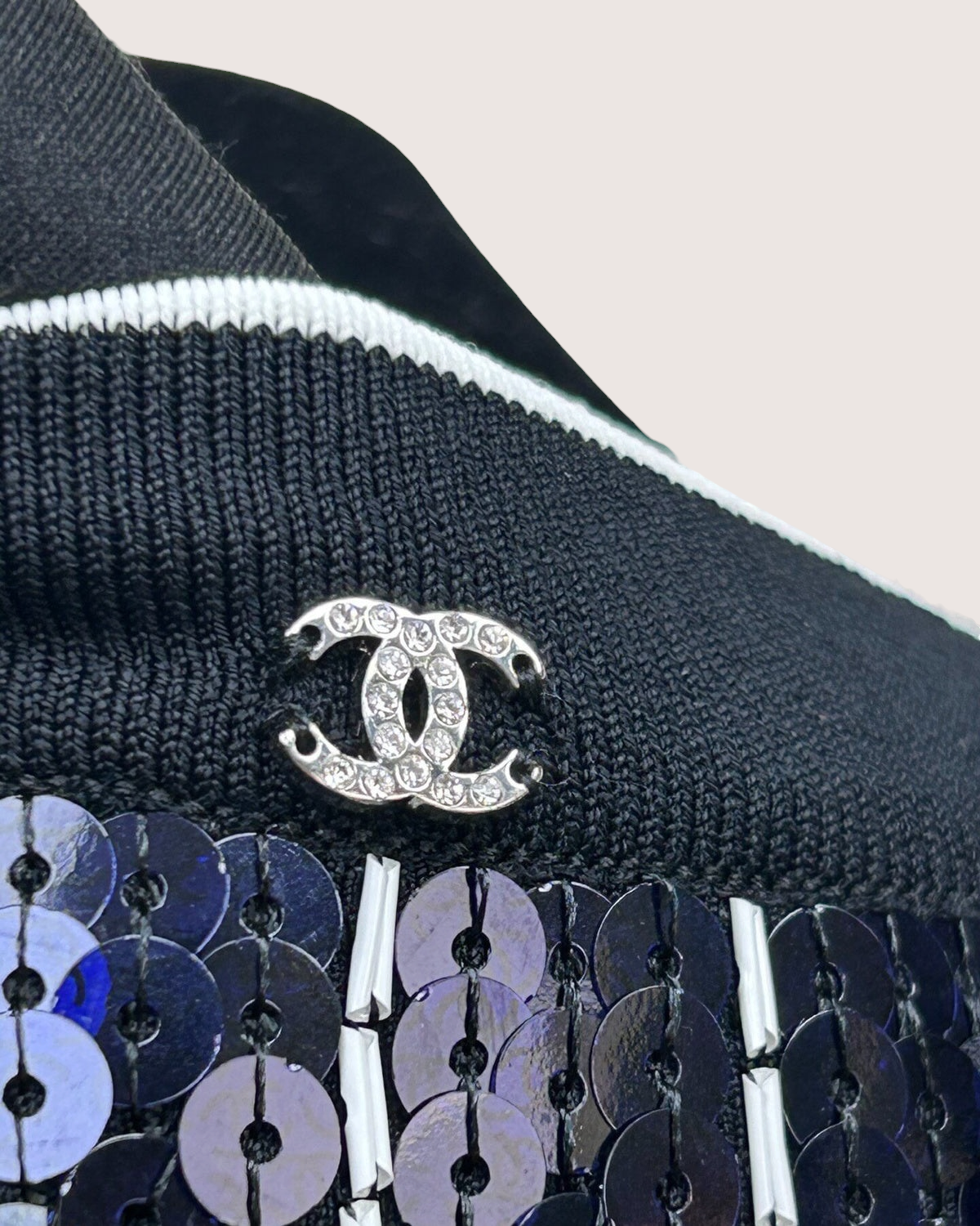 Chanel 23P Sequin CC Top Navy, White, Black