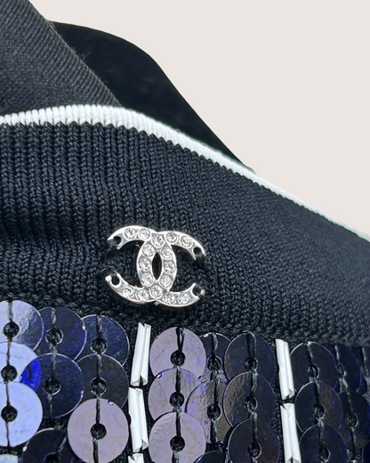 Chanel 23P Sequin CC Top Navy, White, Black