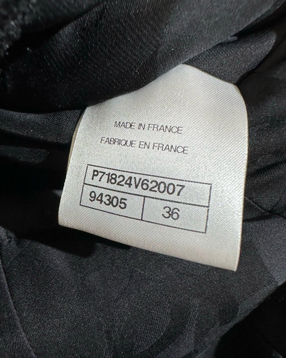 Chanel 22C Tweed Peplum Jacket Black FR 36