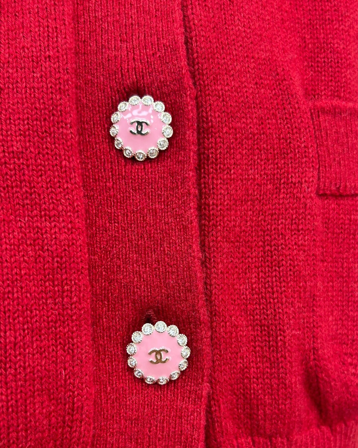 Chanel 25K Cashmere Bow Cardigan Red FR 36
