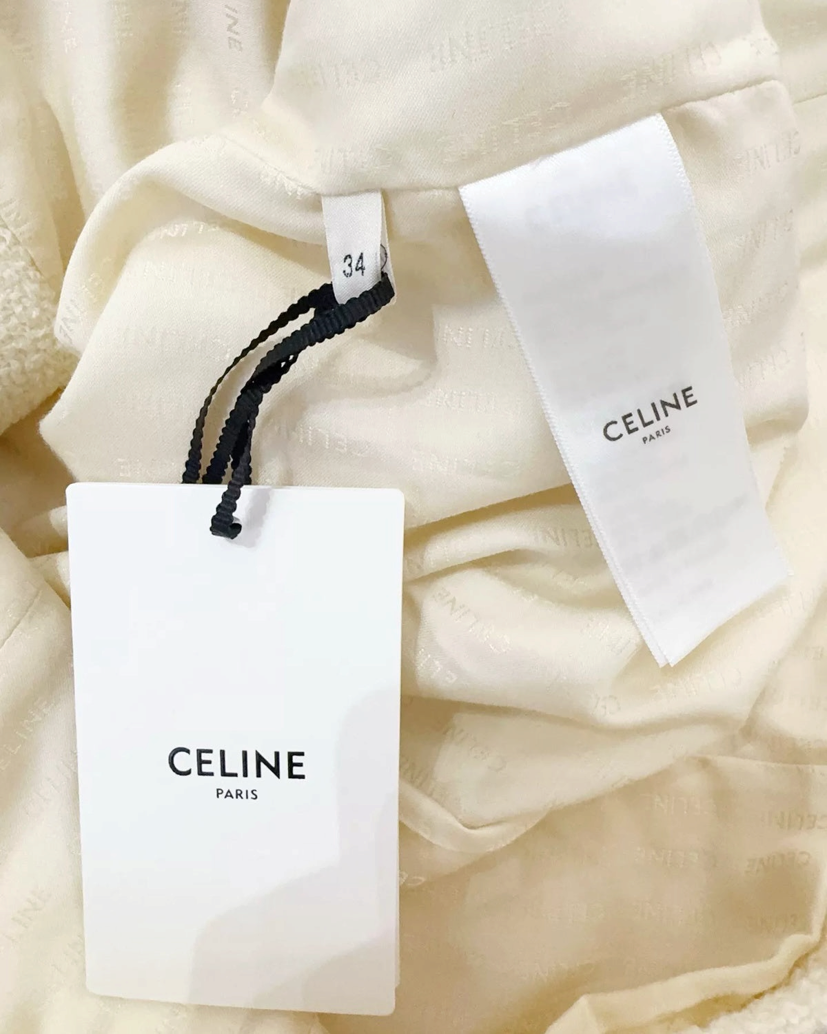 Celine Short-Sleeve Tweed Jacket Beige/Ecru FR 34