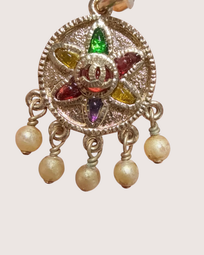Chanel 07P Gripoix Medallion Earrings Gold, Beige/Ecru, Multicolor One Size