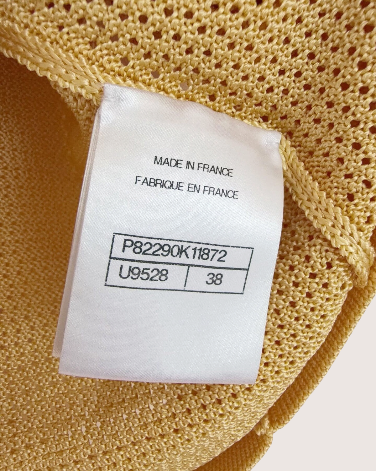 Chanel 26S Openwork V-Neck Vest Yellow FR 38
