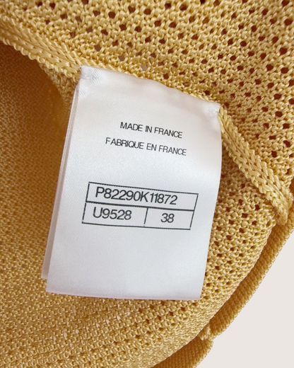 Chanel 26S Openwork V-Neck Vest Yellow FR 38