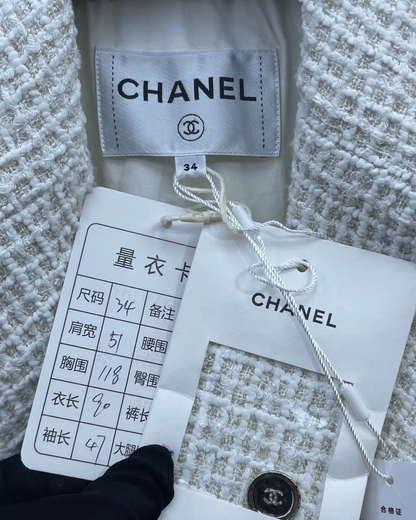 Chanel 25C Tweed Panelled Tie Jacket FR 34